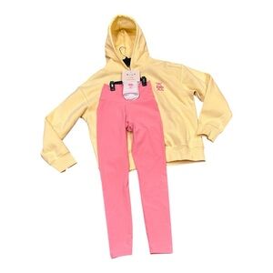🩷🎄NWT Wilo the Label 3 Piece Set Hoodie, Leggings, Socks. Yellow Pink Small